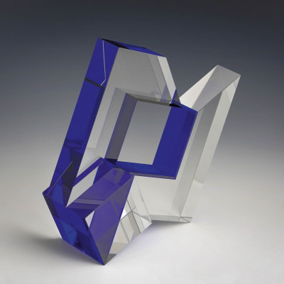 Cube with open prism, blue